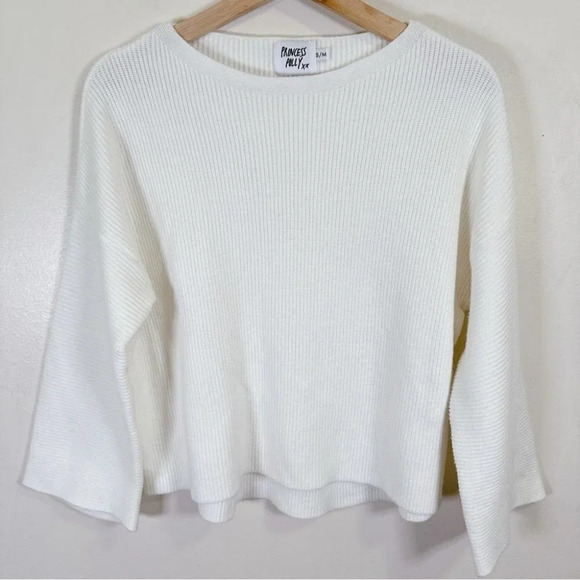 Princess Polly Laneway Pullover Sweater White Bell Sleeves - Picture 2 of 14
